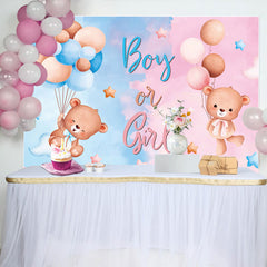 Lofaris Pink Or Blue Bear Gender Reveal Backdrop