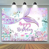 Lofaris Birthday Party Mermaid Tail Backdrops for Girls Party
