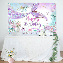 Lofaris Birthday Party Mermaid Tail Backdrops for Girls Party