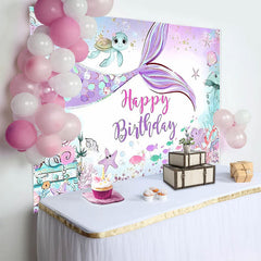 Lofaris Birthday Party Mermaid Tail Backdrops for Girls Party