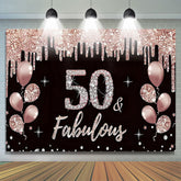 Lofaris 50 Fabulous Birthday Pink Glitter Backdrop
