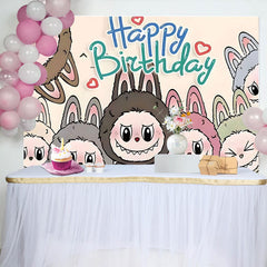 Lofaris Cute Doll Cartoon Happy Birthday Party Backdrop for Kids