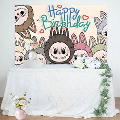 Lofaris Cute Doll Cartoon Happy Birthday Party Backdrop for Kids