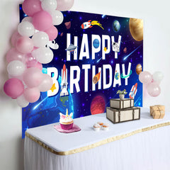 Lofaris Outer Space Planet Happy Birthday Backdrop