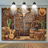 Lofaris Rustic Wooden Western Cowboy Birthday Backdrop