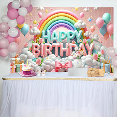 Lofaris Happy Birthday Sweet Balloons Rainbow Backdrop