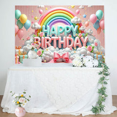 Lofaris Happy Birthday Sweet Balloons Rainbow Backdrop
