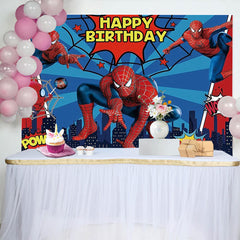 Lofaris Blue Spiderman Birthday Party Backdrop for Boy