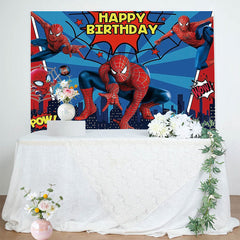 Lofaris Blue Spiderman Birthday Party Backdrop for Boy