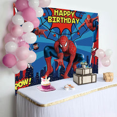 Lofaris Blue Spiderman Birthday Party Backdrop for Boy