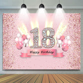 Lofaris Pink Glitter 18th Birthday Girl Party Backdrop