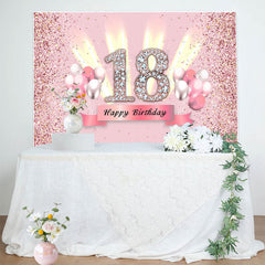 Lofaris Pink Glitter 18th Birthday Girl Party Backdrop