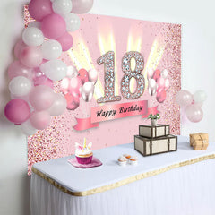 Lofaris Pink Glitter 18th Birthday Girl Party Backdrop