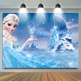 Lofaris Princess Frozen Blue Birthday Backdrop for Girls