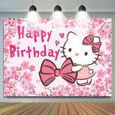 Lofaris Hello Pink Cat Birthday Backdrop for Girls