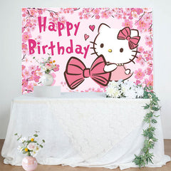 Lofaris Hello Pink Cat Birthday Backdrop for Girls