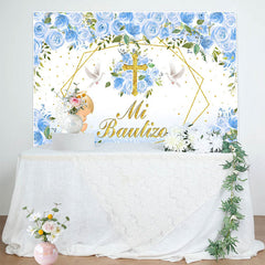 Lofaris Blue Floral First Communion Boy Backdrop