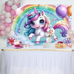 Lofaris Unicorn Theme Girl Birthday Party Backdrop
