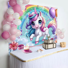 Lofaris Unicorn Theme Girl Birthday Party Backdrop