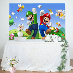 Lofaris Super Brother Game Theme Birthday Backdrop for Boy