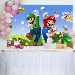 Lofaris Super Brother Game Theme Birthday Backdrop for Boy
