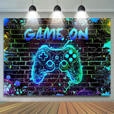 Lofaris Neon Graffiti Game On Birthday Backdrop for Boy