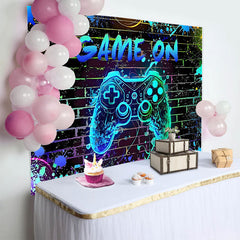 Lofaris Neon Graffiti Game On Birthday Backdrop for Boy