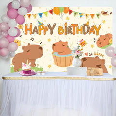 Lofaris Cute Capybara Happy Birthday Backdrop for Kids