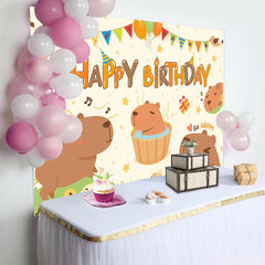 Lofaris Cute Capybara Happy Birthday Backdrop for Kids