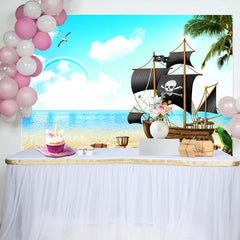 Lofaris Pirate Old Treasure World Map Birthday Backdrop