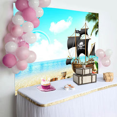Lofaris Pirate Old Treasure World Map Birthday Backdrop