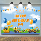 Lofaris Truck Excavator Happy Birthday Backdrop for Boy