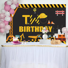 Lofaris Under Construction Two Birthday Backdrop for Boy