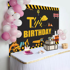 Lofaris Under Construction Two Birthday Backdrop for Boy