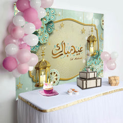 Lofaris Eid Ramadan Mubarak Green Holiday Backdrop