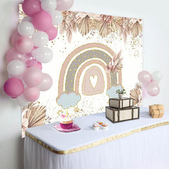 Lofaris Boho Sunshine Rainbow Birthday Girl Party Backdrop