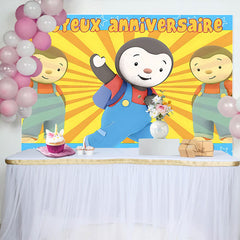 Lofaris Tchoupi Penguin Cartoon Birthday Backdrop