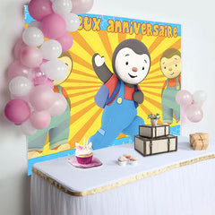Lofaris Tchoupi Penguin Cartoon Birthday Backdrop