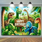 Lofaris Dinosaur Jungle Birthday Backdrop for Boy