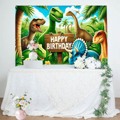 Lofaris Dinosaur Jungle Birthday Backdrop for Boy