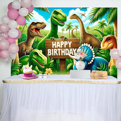 Lofaris Dinosaur Jungle Birthday Backdrop for Boy