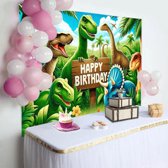 Lofaris Dinosaur Jungle Birthday Backdrop for Boy