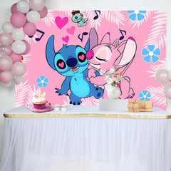 Lofaris Pink Cartoon Birthday Party Backdrop for Kids