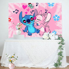 Lofaris Pink Cartoon Birthday Party Backdrop for Kids