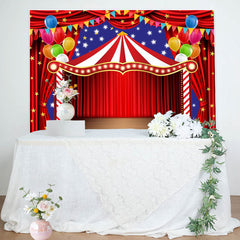Lofaris Red Curtain Circus Theme Birthday Party Backdrop