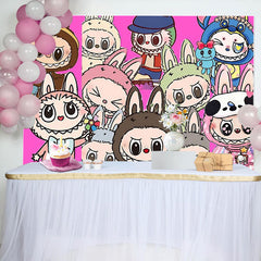Lofaris Cute La Bubu Happy Birthday Party Backdrop