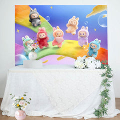Lofaris Rainbow Cartoon Monsters Party Backdrop