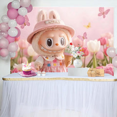 Lofaris Spring Floral Pink Monster Party Backdrop