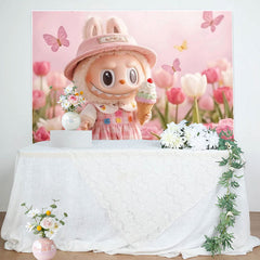 Lofaris Spring Floral Pink Monster Party Backdrop