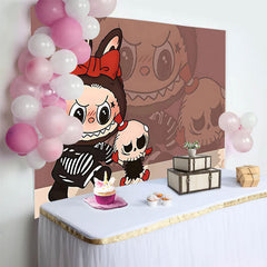 Lofaris Brown Cartoon Kids Birthday Party Bakcdrop